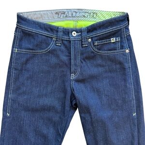 RS Taichi Riding Jeans Mens 29x32 Dark Indigo Blue Straight Windproof Stretch